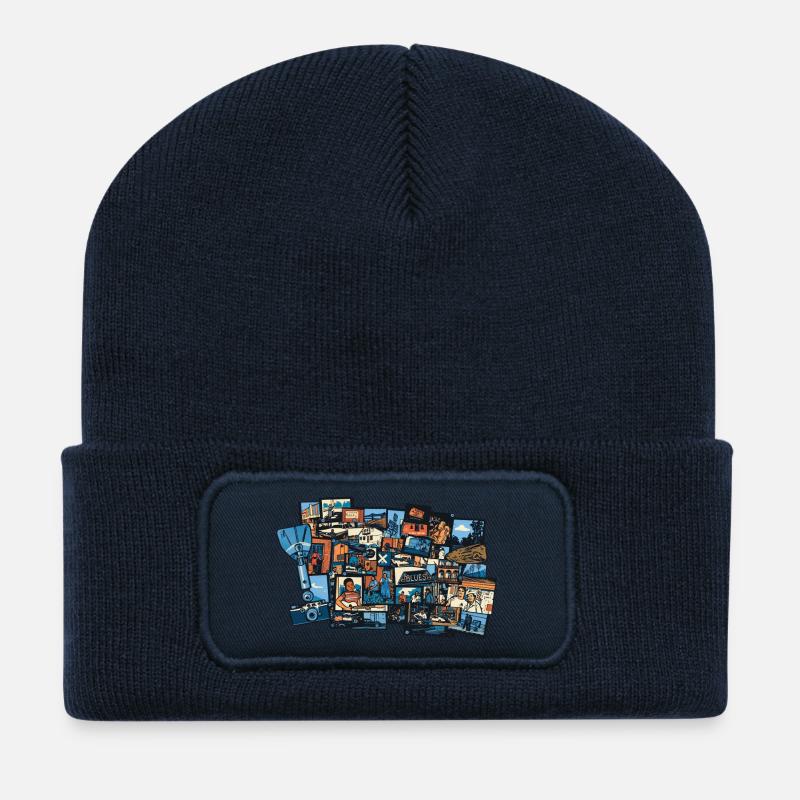 THE BLUES ROAD #2 - sound & vision - Beanie recyclé à patch - bleu marine