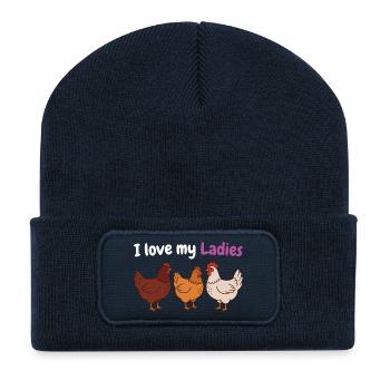 Chicken Humor Shirt for Chicken Keeper - Recycled Patch Beanie - french navy - Front