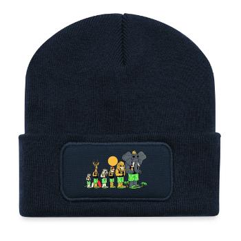 La team Savane à la plage - Beanie recyclé à patch - bleu marine - Devant