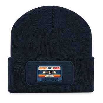 Best of 1980 – Retro Mixtape im Vintage-Look - Recycelte Patch Beanie - French Navy - Vorne