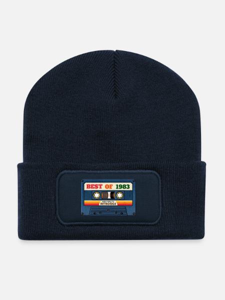 Best of 1983 – Mixtape rétro au look vintage - Beanie recyclé à patch - bleu marine