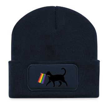 Pride Month LGBT -  Ally Cat - Recycled Patch Beanie - french navy - Front