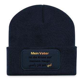 Krone des Lebens: Mein Vater - Recycelte Patch Beanie - French Navy - Vorne
