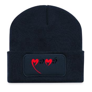 Bonne fête Maman cœur rouge amour mères Mama - Beanie recyclé à patch - bleu marine - Devant