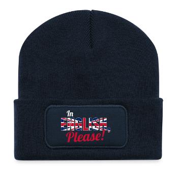 Pour tous les enseignants qui aiment dire « En anglais, s’il vous plaît » - Beanie recyclé à patch - bleu marine - Devant