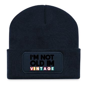 Ich bin nicht alt, ich bin vintage - Recycelte Patch Beanie - French Navy - Vorne