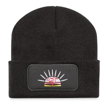 Sonnen-Kicker  - Recycelte Patch Beanie - Dunkelgrau - Vorne