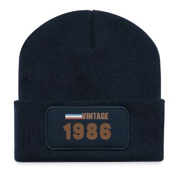 40 Jahre 1986 Handgeschriebenes Drehbuch-T-Shirt - Recycelte Patch Beanie - French Navy - Vorne