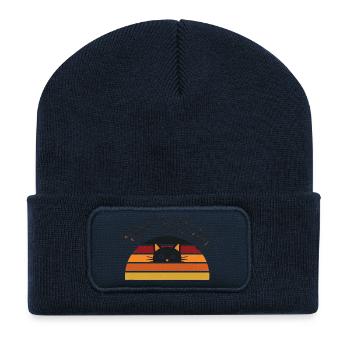 Pas aujourd’hui - Morning Grouch Cats Retro Design - Beanie recyclé à patch - bleu marine - Devant