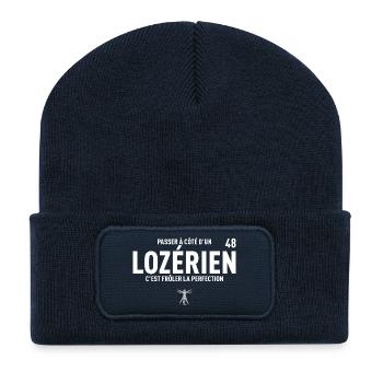 Passer A Cote D Un Lozerien C Est Froler La Per... - Beanie recyclé à patch - bleu marine - Devant