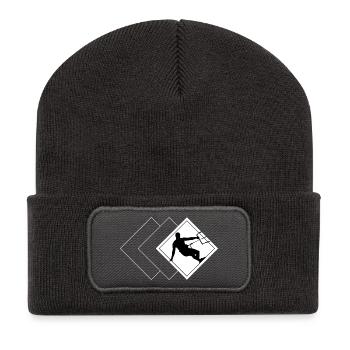 quadrat_kitesurfer_weiss - Recycelte Patch Beanie - Dunkelgrau - Vorne
