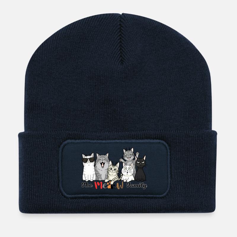 Der fröhliche Katzenstamm - Recycelte Patch Beanie - French Navy