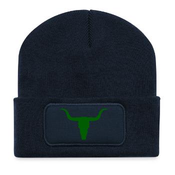Bull Longhorn Skull Motif - Recycled Patch Beanie - french navy - Front