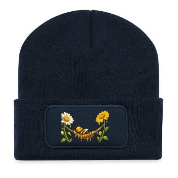 Bee Honey Beekeeper Honeycomb Bee Insect - Recycled Patch Beanie - french navy - Front