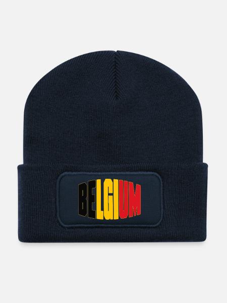 Maillot de football belge, design des supporters belges - Beanie recyclé à patch - bleu marine