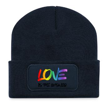 Love is the Answer Rainbow - Recycelte Patch Beanie - French Navy - Vorne