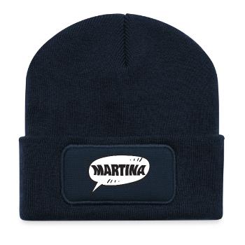 Martina comme prénom - Beanie recyclé à patch - bleu marine - Devant