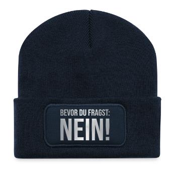 BEVOR DU FRAGST: NEIN!!! Cooles & Lustiges Design! - Recycelte Patch Beanie - French Navy - Vorne
