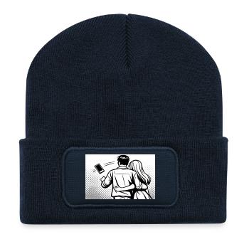 Plus d’amour numérique - Beanie recyclé à patch - bleu marine - Devant