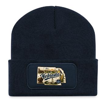 Nebraska Cornhusker State Vintage-Aufkleber - Recycelte Patch Beanie - French Navy - Vorne