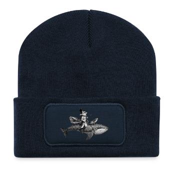 A fox riding a whale - Recycled Patch Beanie - french navy - Front