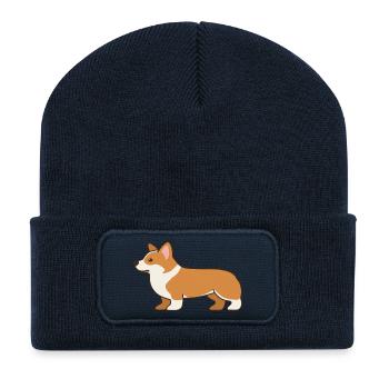Shiba Inu Cartoon Pfotenfreund - Recycelte Patch Beanie - French Navy - Vorne