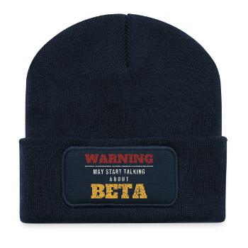 Warning Talks About Beta - Recycled Patch Beanie - french navy - Front