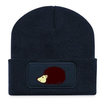 Kuschelige Igelsilhouette - Recycelte Patch Beanie - French Navy - Vorne