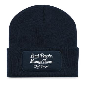 lead people, manage things, don't forget - Recycelte Patch Beanie - French Navy - Vorne