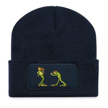 Froschduo Verspielter Charme - Recycelte Patch Beanie - French Navy - Vorne