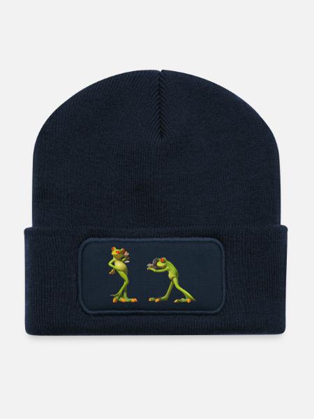 Froschduo Verspielter Charme - Recycelte Patch Beanie - French Navy