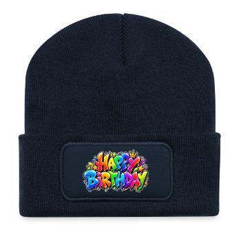 Alles Gute zum Geburtstag Rainbow Bubble: Wow-Effekt! - Recycelte Patch Beanie - French Navy - Vorne