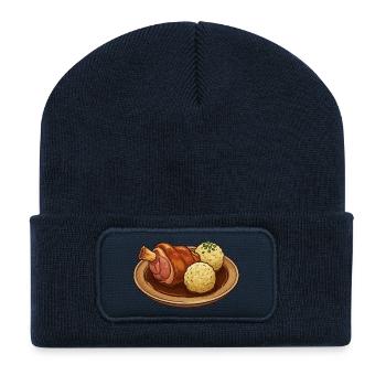 Schweinshaxe im Bratensud - Recycelte Patch Beanie - French Navy - Vorne