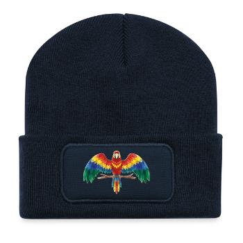 Bunter Papagei - Recycelte Patch Beanie - French Navy - Vorne