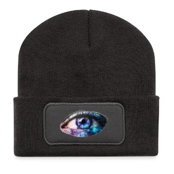 Eye Galaxy A.I. Art Gift Idea Space - Recycled Patch Beanie - dark grey - Front
