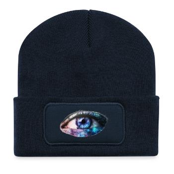 Auge Galaxie A.I. Art Geschenkidee Weltraum - Recycelte Patch Beanie - French Navy - Vorne
