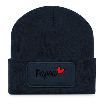 PAPOU. BONNE FÊTE PAPA. PAPA. FÊTE DES PÈRES - Beanie recyclé à patch - bleu marine - Devant