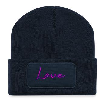 GERADE VERHEIRATET. Junggesellinnenabschied. VALENTINSTAG. PAAR. LIEBE - Recycelte Patch Beanie - French Navy - Vorne