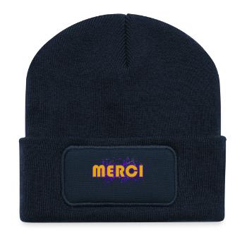 MERCI. MAÎTRESSE. MAÎTRE. MERCI MAÎTRESSE - Beanie recyclé à patch - bleu marine - Devant