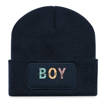 Boy Dad Shirt – Proud Daddy Design - Recycled Patch Beanie - french navy - Front