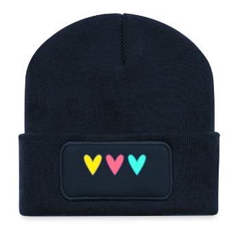 FÊTE DES MÈRES. BONNE FÊTE MAMAN. MAMAN. COEUR - Beanie recyclé à patch - bleu marine - Devant