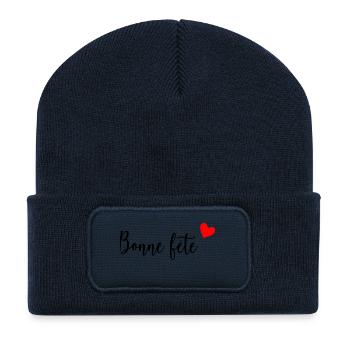 FÊTE DES PÈRES. BONNE FÊTE PAPA. PAPA. BONNE FÊTE - Beanie recyclé à patch - bleu marine - Devant