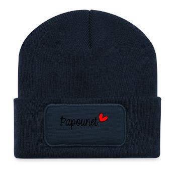 PAPOUNET. FÊTE DES PÈRES. BONNE FÊTE PAPA. PAPA - Beanie recyclé à patch - bleu marine - Devant