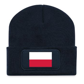 Pologne - Beanie recyclé à patch - bleu marine - Devant