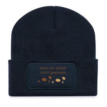 wenn_wir_schon_nicht_gewinnen - Recycelte Patch Beanie - French Navy - Vorne