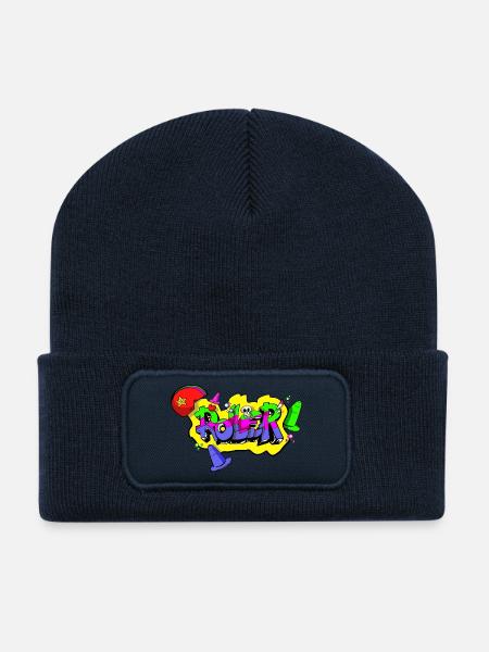 ROLLER - Beanie recyclé à patch - bleu marine
