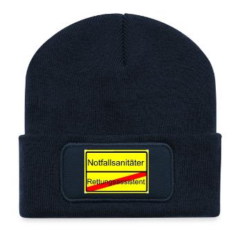 Vom Rettungsassistent zum Notfallsanitäter - Recycelte Patch Beanie - French Navy - Vorne
