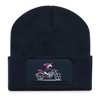Badass Unicorn - Einhorn - Recycelte Patch Beanie - French Navy - Vorne