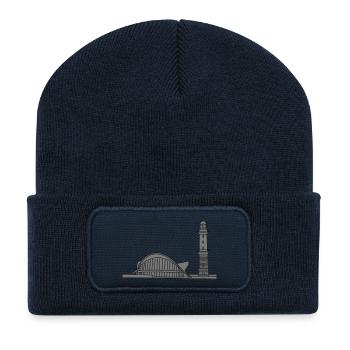 Leuchtturm Warnemünde 2 - Recycelte Patch Beanie - French Navy - Vorne
