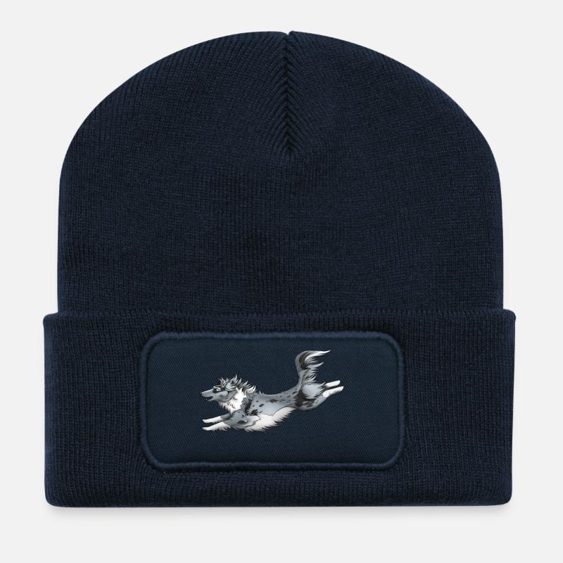 Berger Shetland Bleu Merle - Beanie recyclé à patch - bleu marine